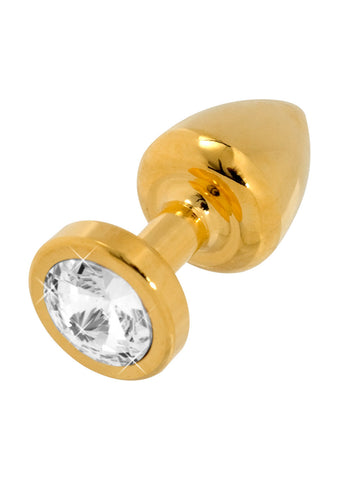 BUTTPLUG GOLD 24C W CRYSTAL 25MM