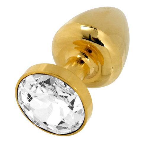 BUTTPLUG GOLD 24C W CRYSTAL 30MM