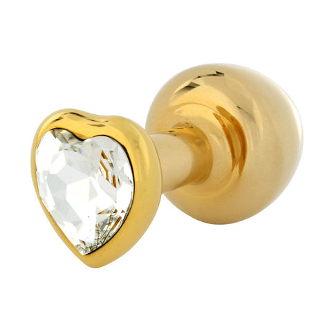 BUTTPLUG HEART W CRYSTAL GOLD 35 MM